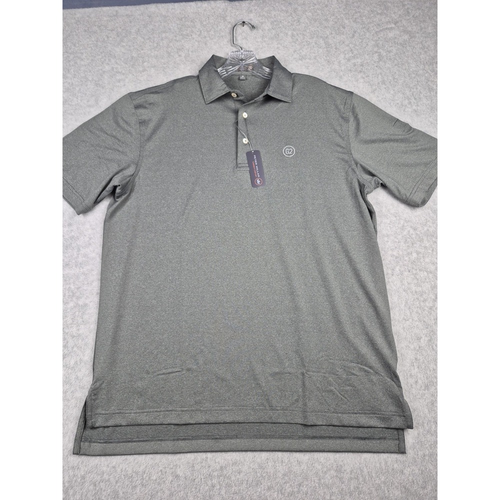 NWT Peter Millar Summer Comfort Polo Golf Shirt Men's‎ Large Gray Logo G2